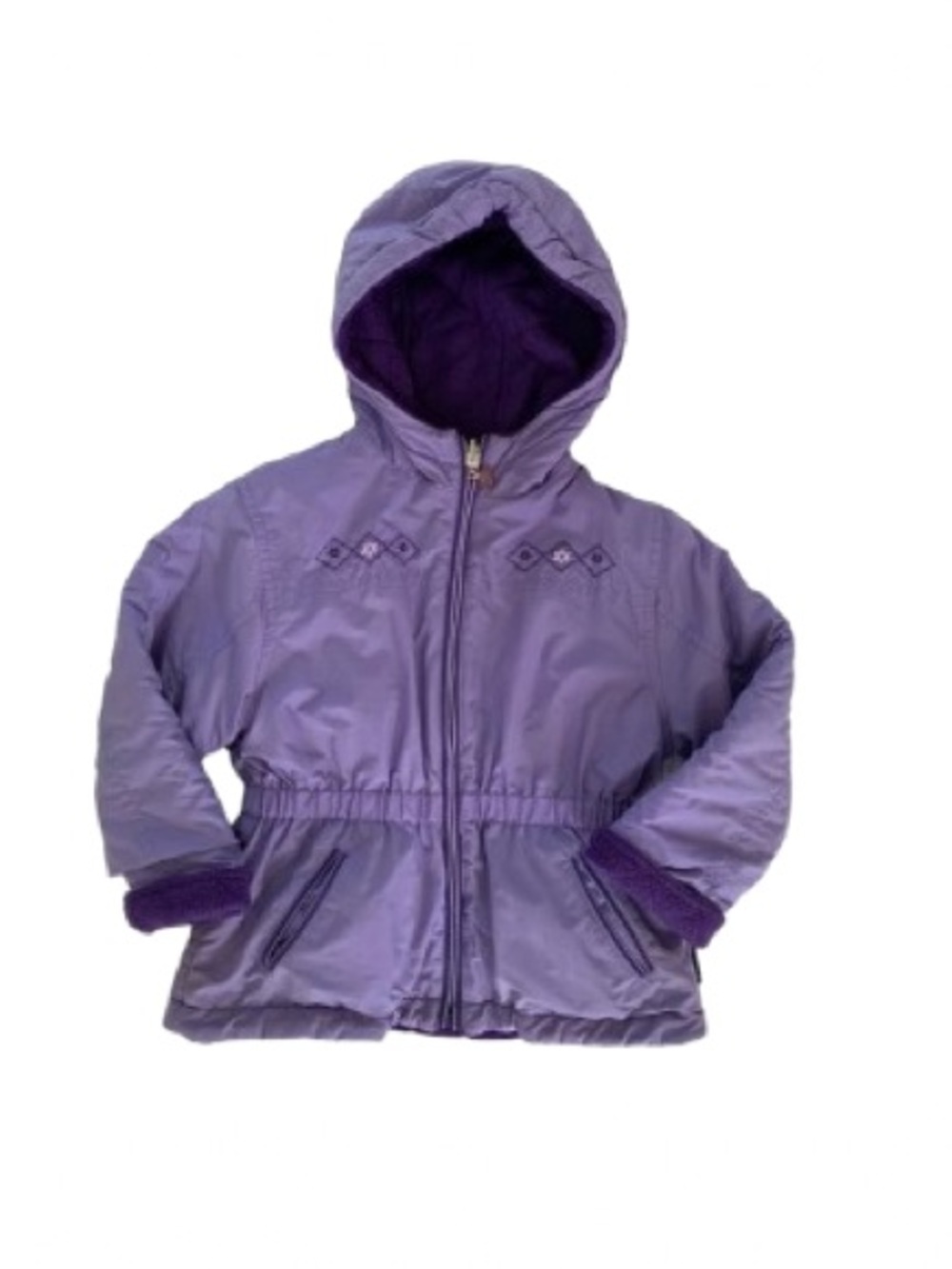 Rothschild Reversible Coat Girls M 3 Purple Hooded Jacket Embroidery Full Zip Up